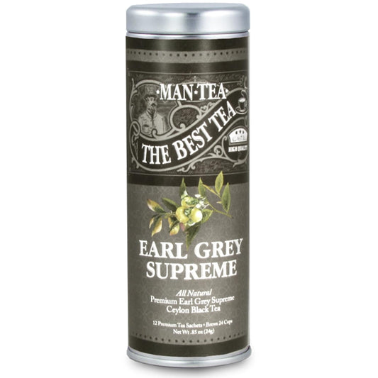 Man Tea, Earl Grey Supreme by La Tea Dah, Gourmet Caffeinated Earl Grey Tea Bags, Unique Gifts for Men for Birthday, Fathers Day, or Anniversary