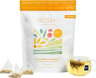 Rishi Tea Chamomile Medley Herbal Tea - Organic, Caffeine Free Direct Trade Sachet Bags, Calming Chamomile Flowers with Lemon Verbena & Mint - 30 Count