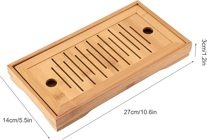 Acouto Chinese Tea Tray - 1Pc Tea Serving Tray Chinese GongFu Plate Home Table, GongFu Serving, Dinnerware & Serveware