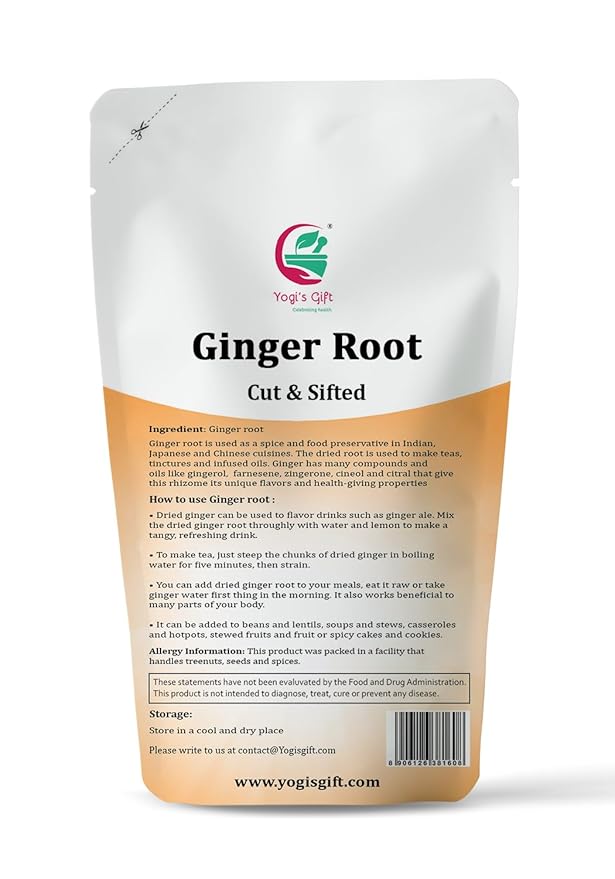 Dried Ginger Root 4 oz, Cut and Sifted Dried Ginger Pieces, As Spicy as Fresh, Flavourful Indian Spice