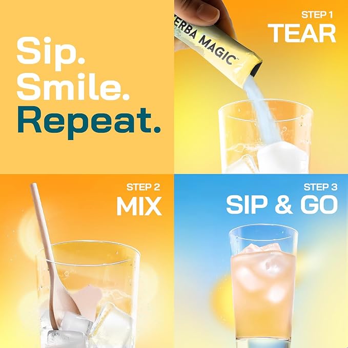 Yerba Magic – Yerba Mate Instant Tea Sticks with Nootropics, Prebiotics & Probiotics – Clean Energy, Mental Clarity & Gut Wellness | Low Sugar, Natural Caffeine – Pina Colada Flavor, 20 Pack