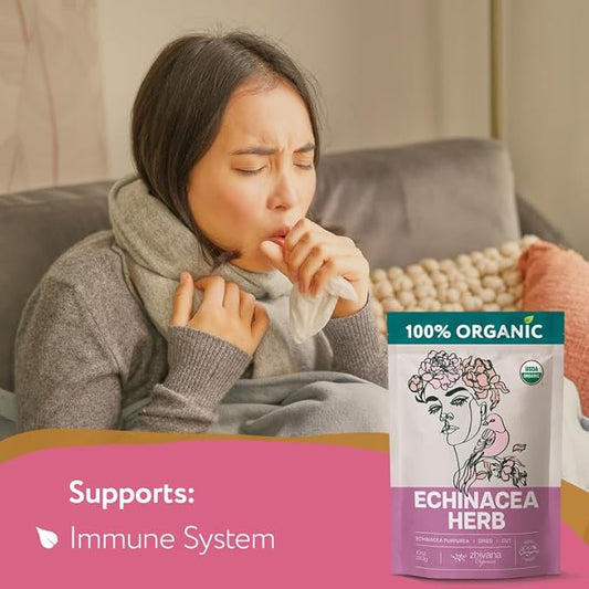 Echinacea Tea Loose Leaf (4 oz.) - Organic Echinacea Herb - Equinacea Organica - Great for Seasonal Changes - Supports Faster Recovery