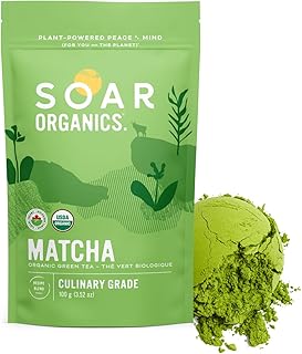 Soar Organics - Culinary Grade Matcha Green Tea Powder - Authentic Japanese Origin - For Lattes, Smoothies & Baking (3.52 oz)