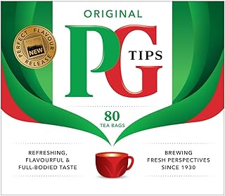 PG Tips Black Tea Bags Non-Pyramid, 80 Count (Pack of 1)