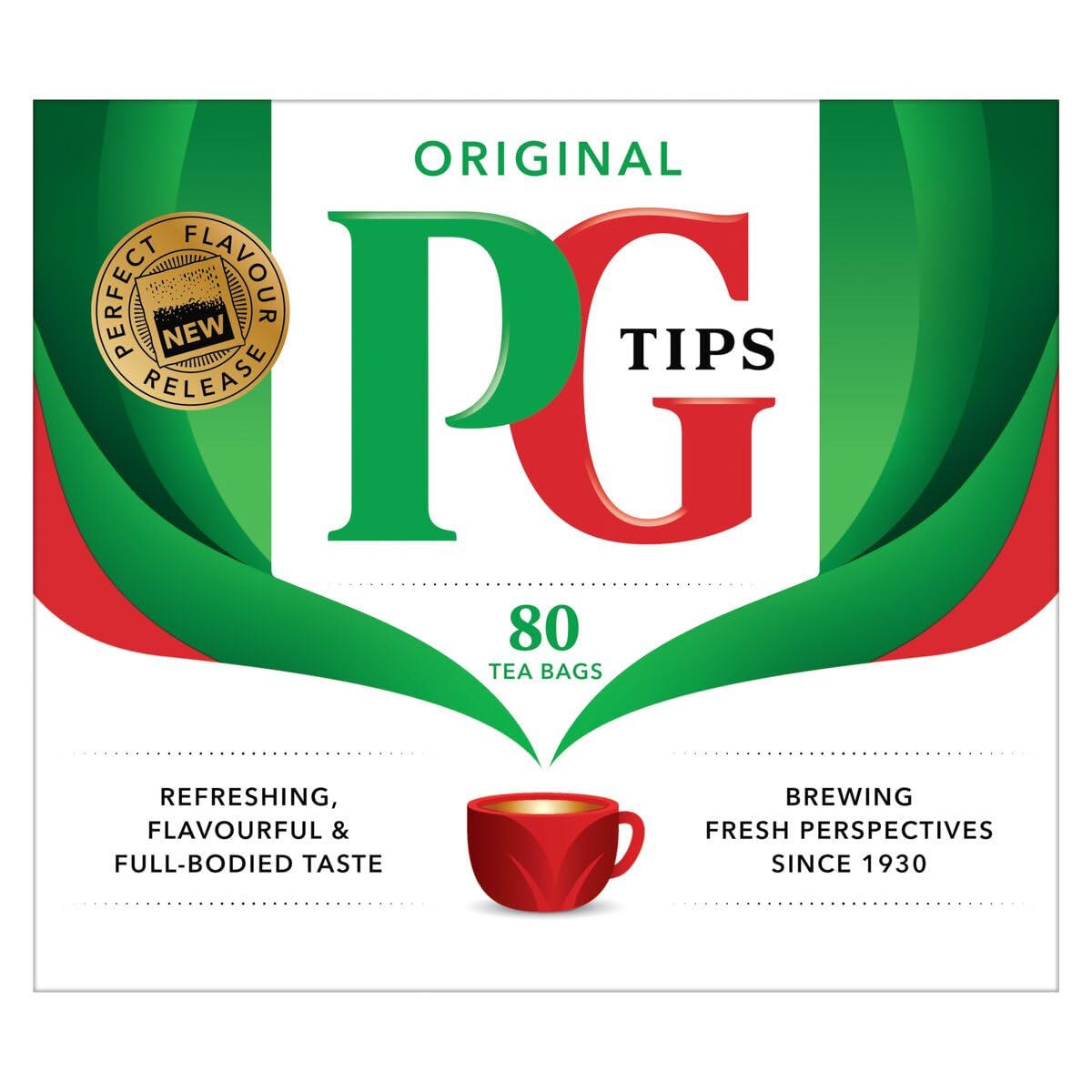 PG Tips Black Tea Bags Non-Pyramid, 80 Count