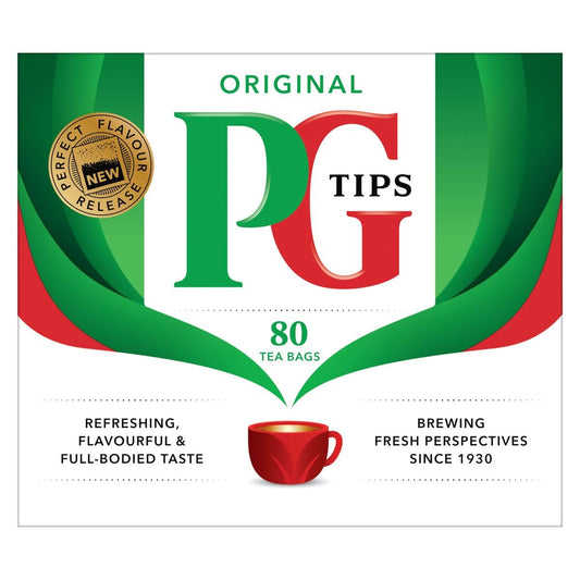 PG Tips Black Tea Bags Non-Pyramid, 80 Count