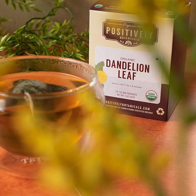 Organic Positively Botanicals Company, Dandelion Leaf Herbal Tea Bags, 20 Count