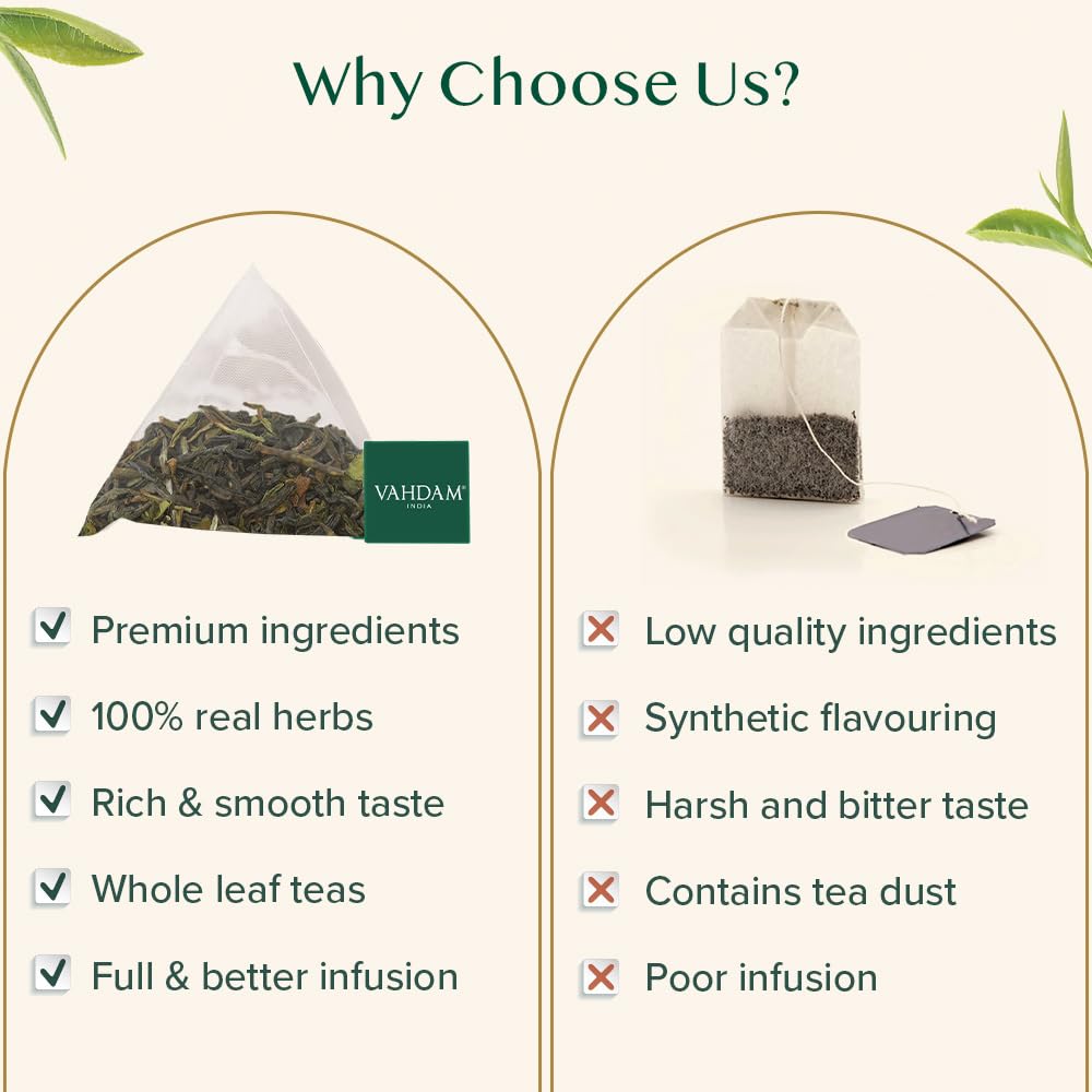 VAHDAM, Exotic Darjeeling First Flush Tea Leaves (100 Black Tea Bags) High Caffeine, Non GMO, Gluten Free | Aromatic & Robust | Unblended First Flush Darjeeling Tea Bags | Resealable Ziplock Pouch
