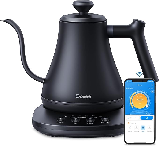 Govee Smart Electric Kettle, WiFi Variable Temperature Gooseneck Pour Over Kettle and Tea Kettle, Alexa Control, 1200W Quick Heating