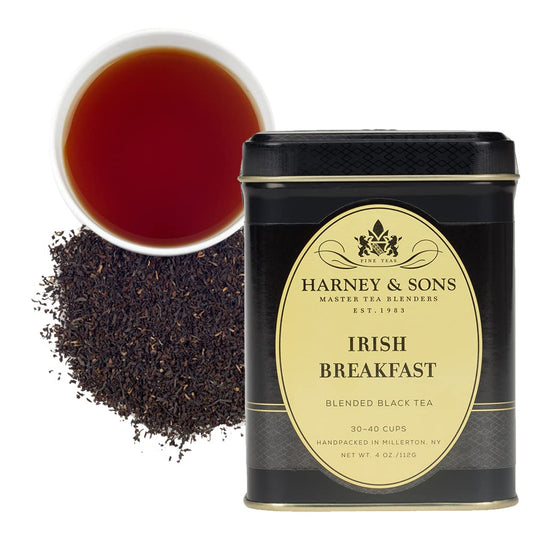 Harney and Sons Irish Breakfast Tea, 4oz Tin 100% Assam Black Tea Loose Leaf, Bold Breakfast Tea