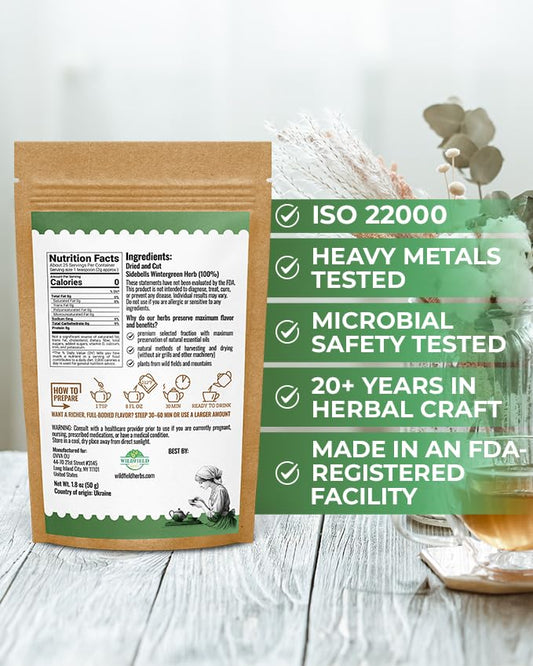 1.8 oz. Dried Cut Sidebells Wintergreen Herb Tea (Orthilia Secunda) - 50 g One-Sided Wintergreen Herbal Tea Orthilia