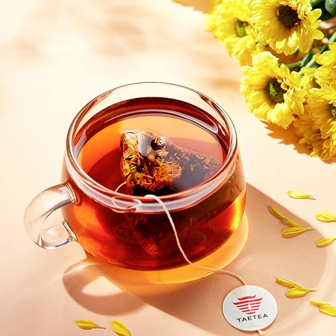 TAETEA Puerh Tea Bags, Pu-erh Assorted Tea Sachets Pack with Aged Fermented Puerh Tea Loose Leaf 12 Bags (Chrysanthemum)