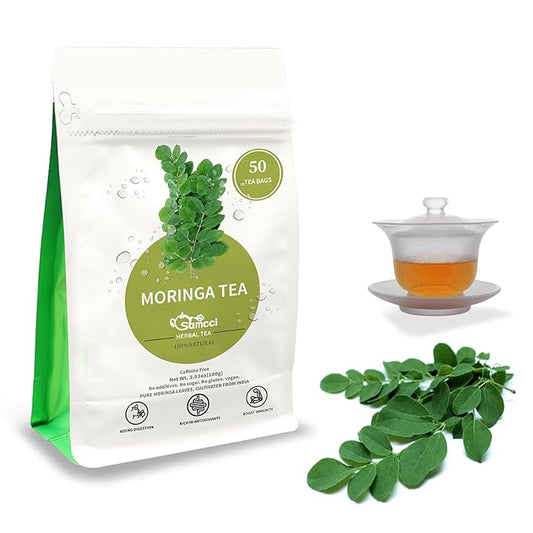 Samcci - Moringa Tea - 50 Tea Bags - Pure Moringa Leaves, Herbal Tea for Supporting Digestion & Immune System - Non-GMO - Vegan - Caffeine-Free