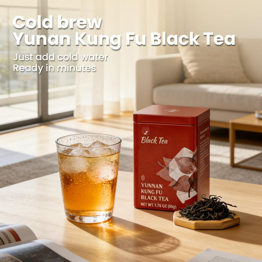 Chayan Yunnan Kung Fu Black Tea Loose Leaf, Authentic Smooth &amp; Rich Ancient Chinese Tea, Premium Loose Leaf Black Tea for Morning Energy, Fast Hot Brew or 8-Min Cold Brew, 1.76 oz (50g) Tin
