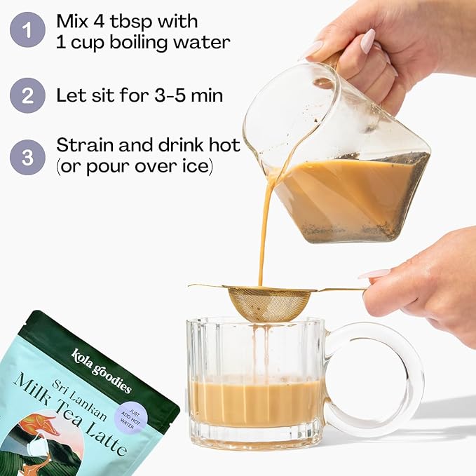 Kola Goodies Unspiced Milk Tea Powder – Creamy Instant Ceylon Milk Tea Mix with Whole Milk, Coconut Sugar & Monkfruit – Fall & Winter Comfort Drink – Low Sugar – No Spices – 15 Servings