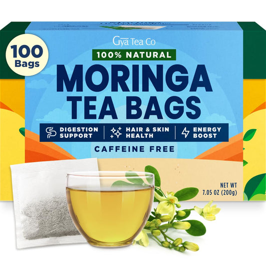Moringa Tea Bags 100 Count - 100% Natural Caffeine Free Herbal Tea