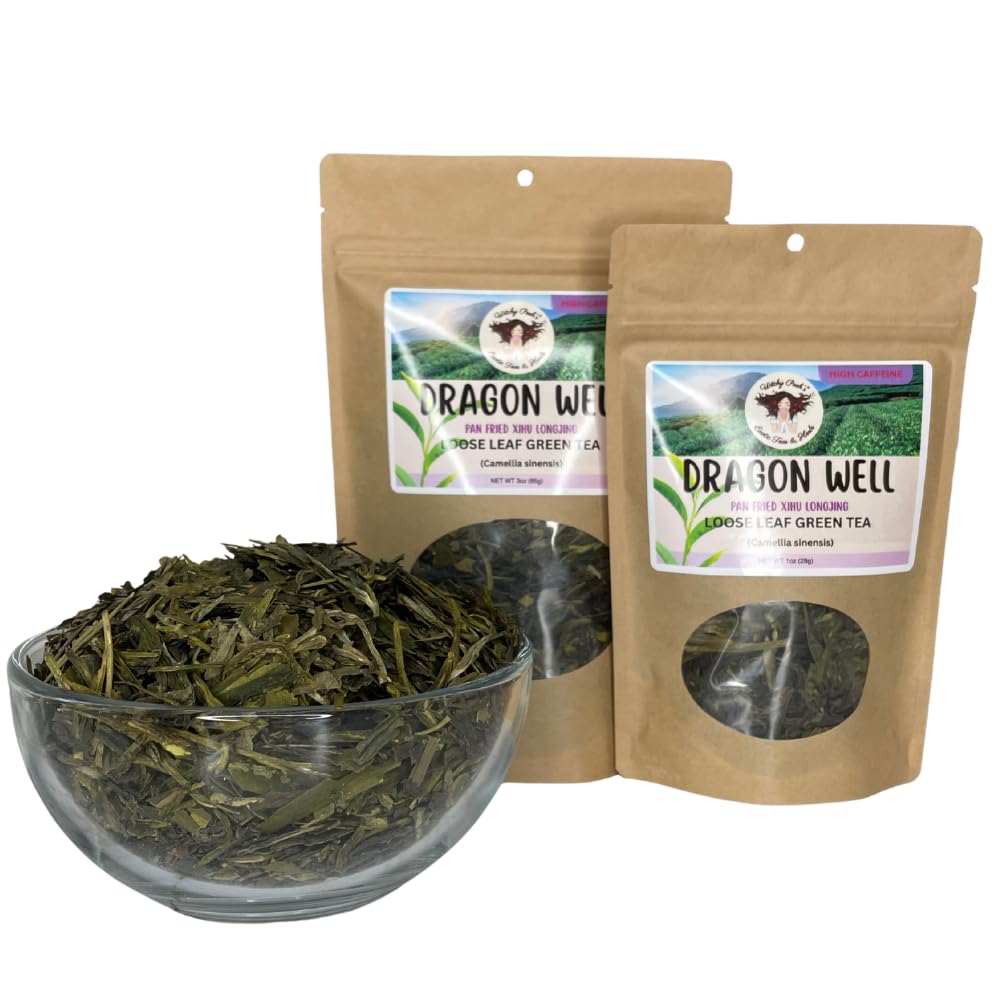 Witchy Pooh's Dragon Well Longjing Green Tea - Loose Leaf, High Caffeine, 1oz