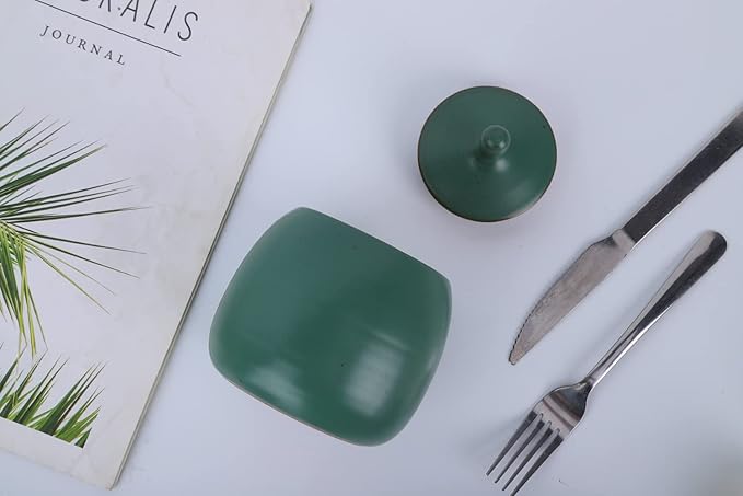 Kitchen Canisters Vintage Ceramic Food Storage Jar with Airtight Lid for Tea, Coffee, Herb, Sugar, Spice, Nuts (Ancient Green)