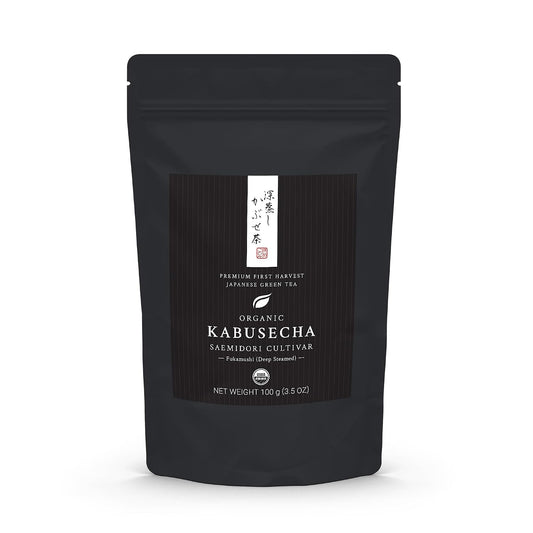 Organic Japanese Kabusecha - Premium First Harvest - 100g (3.5oz) bag | Fukamushi Deep Steamed - Shade Grown Sencha - Saemidori Cultivar - Loose Leaf Green Tea - USDA Certified