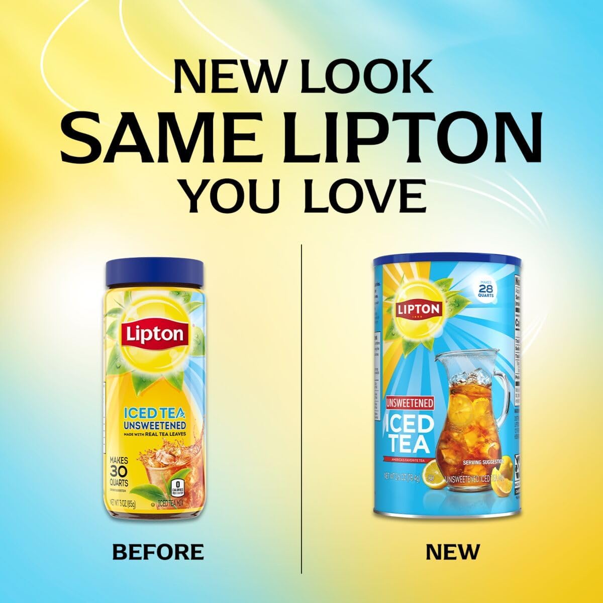 Lipton Unsweetened Iced Tea Mix, Sugar-Free Black Tea, 28 Quarts Each (Pack of 4), Made from Real Tea Leaves, Instant Cold Brew, Zero Calories, 112 Quarts Total