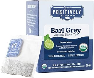 Organic Positively Tea Company, Earl Grey Black Tea Bags, 20 Count