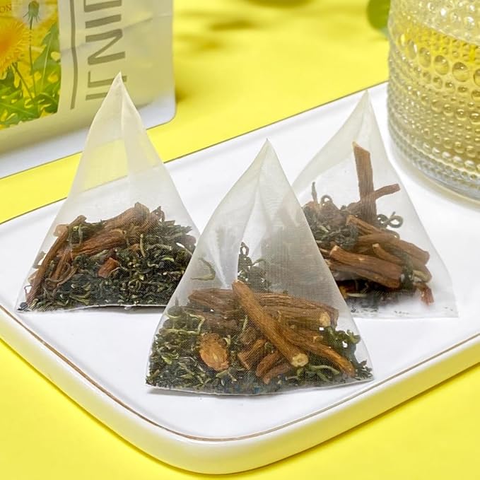 XIEJINJI Dandelion Tea, 100% Pure Dandelion Root & Leaf, 4.2g*40Count, Re-usable for Brew, Caffeine-Free Herbal Blend to Support Liver & Kidney Function, Eco-Conscious Tea Bags