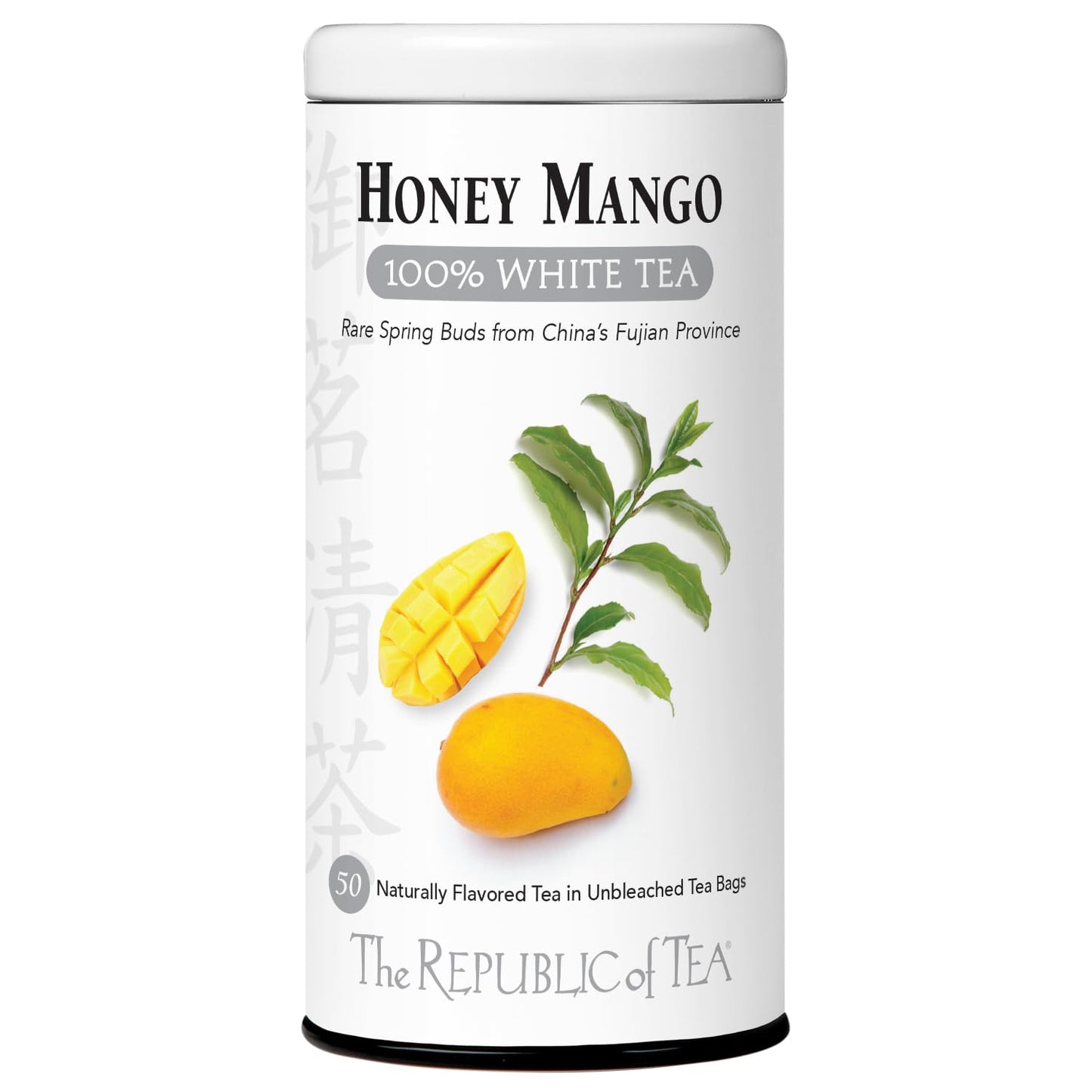 The Republic of Tea Honey Mango 100% White Tea, Low Caffeine, 50 Count | A gentle cup for everyday sipping. Delicate and smooth with notes of juicy fruit. Gluten Free and Carb Free.