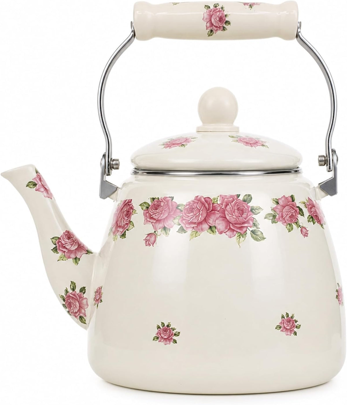 112 oz Floral Tea Kettle Pot for Stove Top, 3.5 QT Enamel Teapot