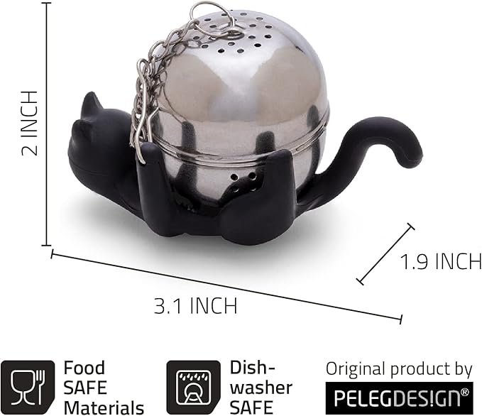 Title Peleg Design Catty Tea Infuser – Cute Stainless Steel Cat Tea Strainer for Loose Leaf Tea, Fun Animal Tea Steeper & Gift for Tea Lovers, Black