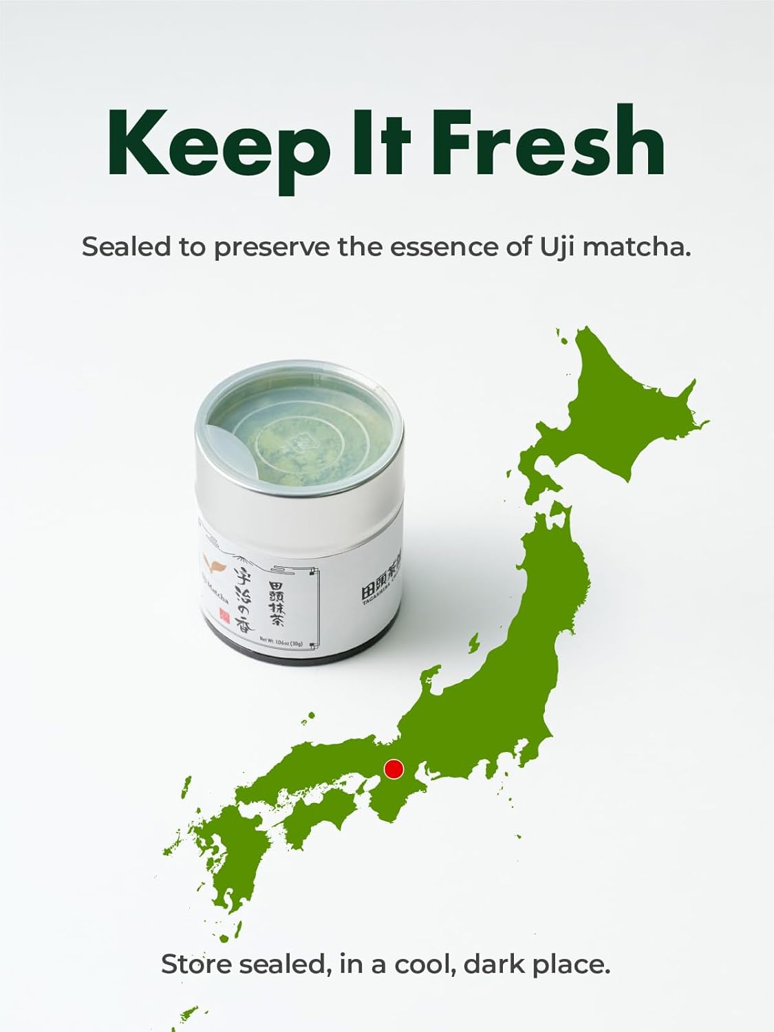 TAGASHIRA CHAHO "Uji no Kaori" Uji Matcha Green Tea Powder (30g/1.06oz) - Everyday Matcha, Delicious in Lattes, 100% Product of Japan