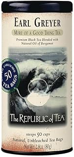 The Republic of Tea - Earl Greyer Black Tea Tin, 50 Tea Bags, Naturally Caffeinated