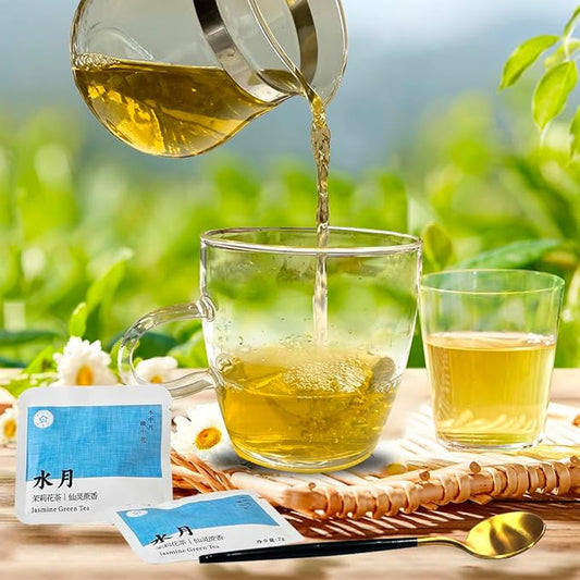 RIANTEA Organic Jasmine Green Tea Bags, Cold & Hot Brew Sencha Tea, Naturally Sugar Free Low Caffeine Teabag, Premium Original Leafy Green Tea Pods