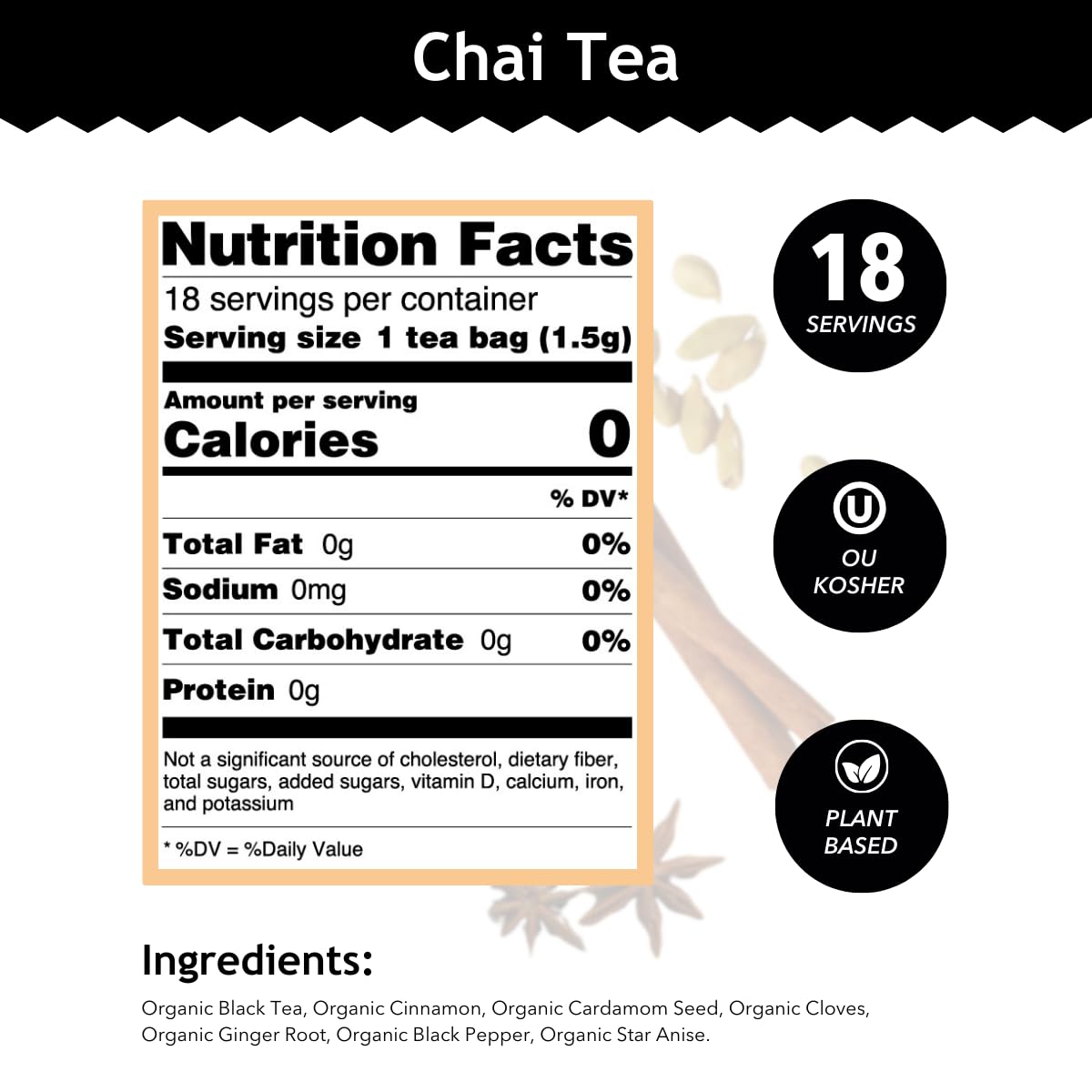 Buddha Teas Organic Chai Tea - Black Tea, Natural Caffeine