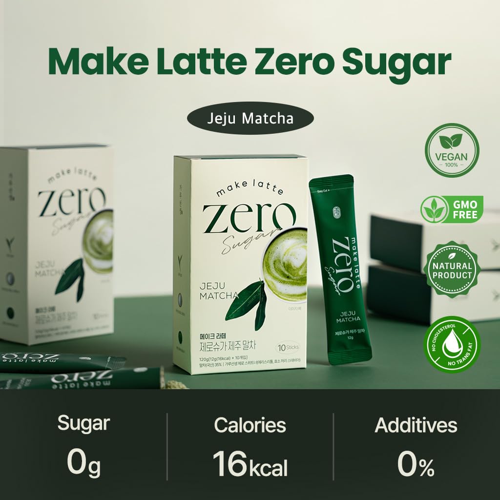 KIM'S TABLE Kim’s Table Matcha Powder for Latte Zero Sugar Easy 10 Sticks Ceremonial Grade Jeju Korean Matcha for Latte Green