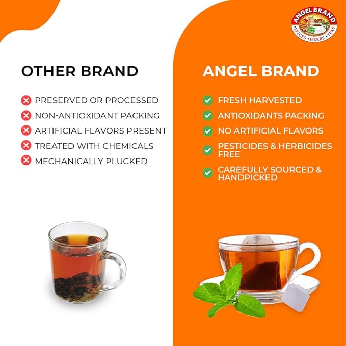 Angel Brand Peppermint Tea Bags 20 – Pure Caffeine-Free Herbal Mint Tea for Relaxation and resh Breath Made with Pure Peppermint for a Delightful Sip