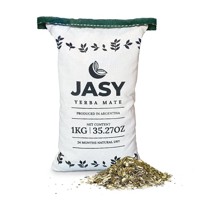 Jasy Yerba Mate Tea – Agroecological, Loose Leaf, Naturally Aged 24 Months, Unsmoked, Gluten-Free, Vegan – 2.2 lb (35.27 oz) Cloth Bag