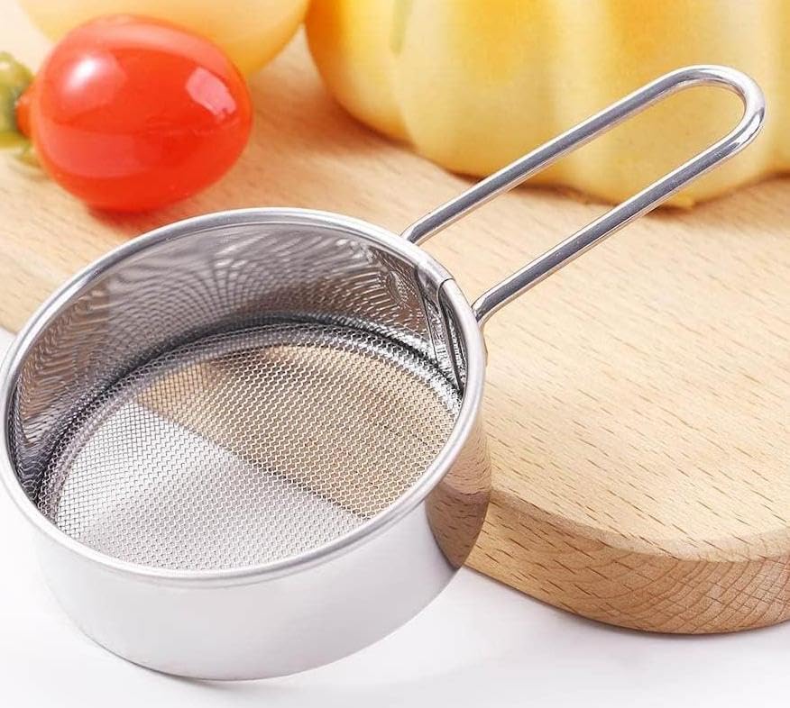 1Pc Sliver Flour Sifter, Stainless Steel Fine Mesh Long Handle Strainer