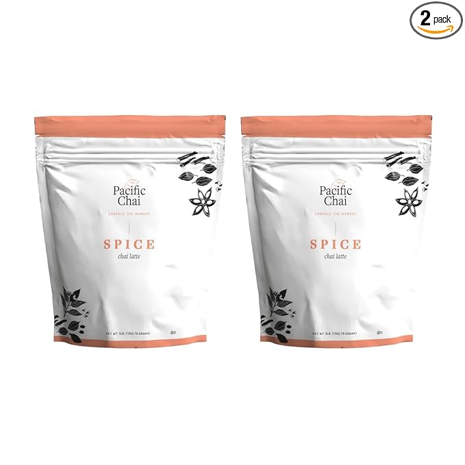 Pacific Chai Instant Powdered Chai mix, 48oz canister, Spice Chai Latte (Pack of 2)