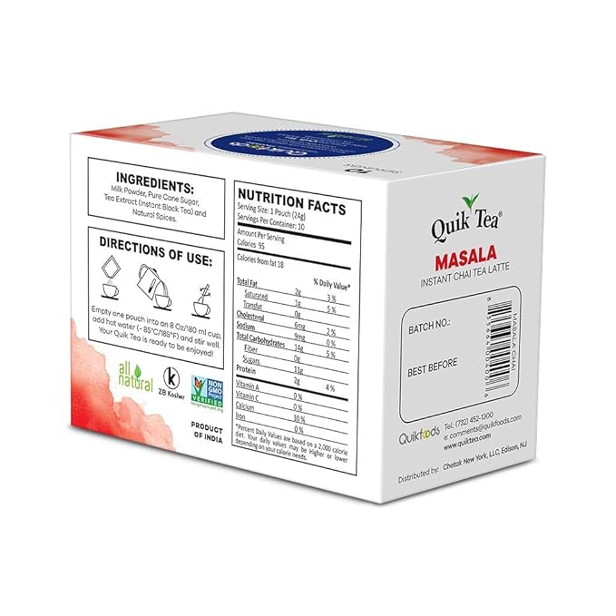 QuikTea Tea Latte, Masala Chai, 8.5 Ounce (Pack of 4)