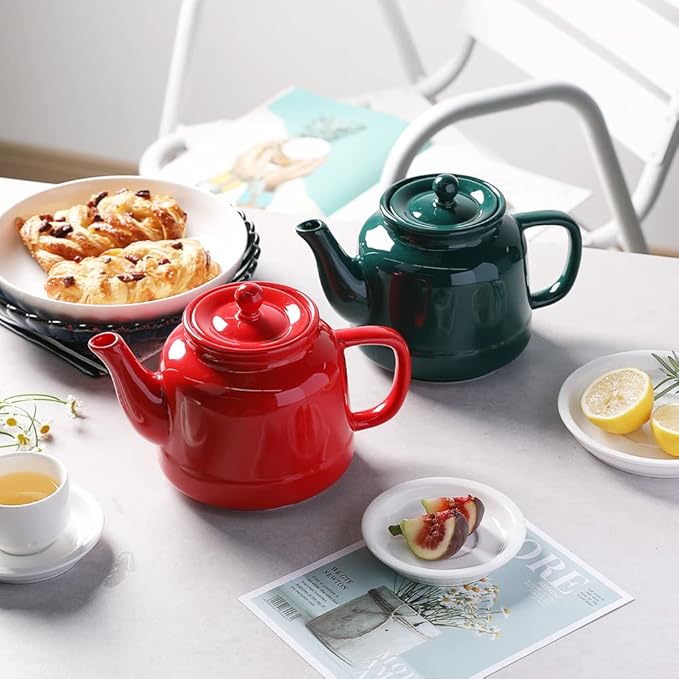 Sweejar 35 oz Porcelain Tea Pot, Teapot with Removable 18/8 Stainless Steel Infuser, Microwave & Dishwasher Safe Tea Maker