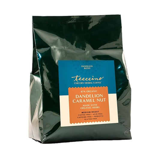 Teeccino Dandelion Caramel Nut Herbal Coffee - Caffeine-Free Coffee Alternative with Prebiotics, Gluten Free, Acid Free - Medium Roast, 5 lb