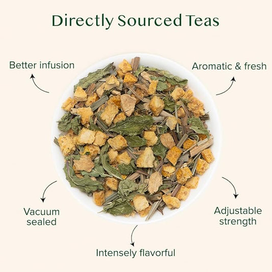 VAHDAM, Citrus Ginger Herbal Tea Tisane (50 Cups, 3.53 oz) Gluten Free, Non GMO | Ginger, Lemongrass, Orange Peels, Mint | Herbal Tea Loose Leaf | Vacuum Sealed Pack