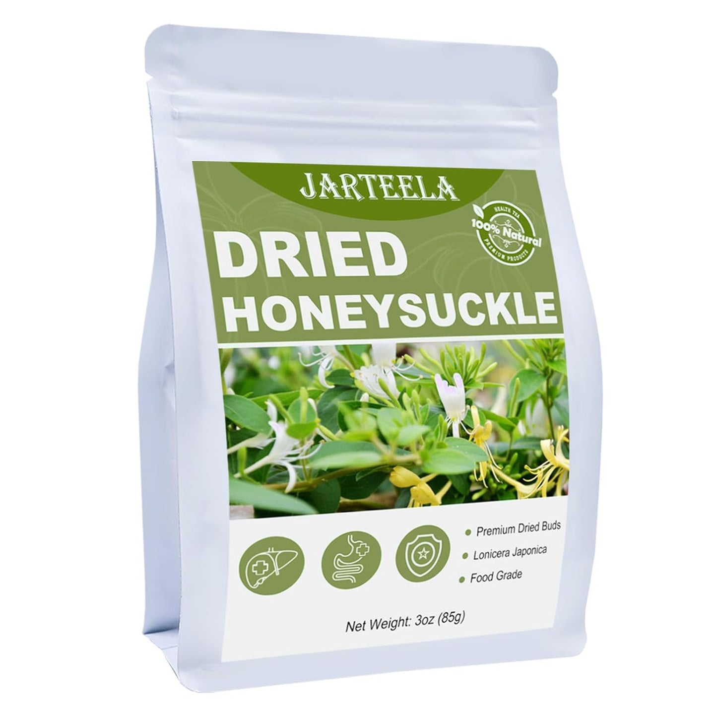 Jarteela Dried Honeysuckle Flower Chinese Natural Tea Jin Yin Hua 3oz | Non-GMO, Caffeine-free, Loose Leaf Herbal Tea, Soothing &amp; Mellow in Every Sip, Detox &amp; Relaxation
