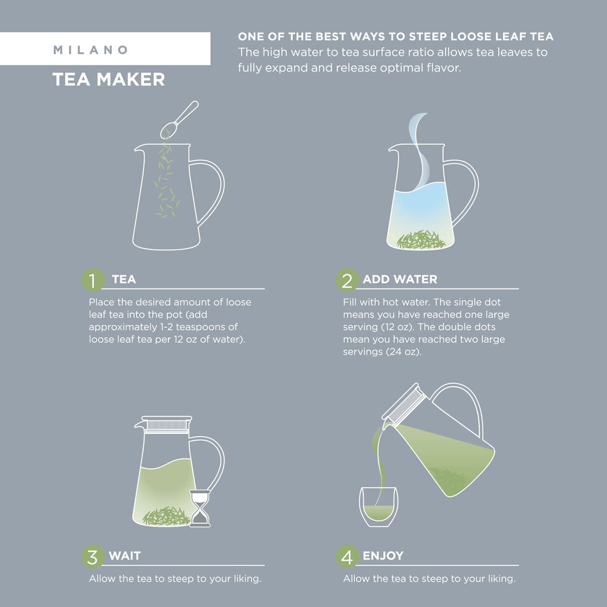 Teabloom Insulated Teapot Keeps Tea Hot – Tea Maker For Two (24 oz) – Double Wall Heatproof Glass Tea Steeper with Stainless
