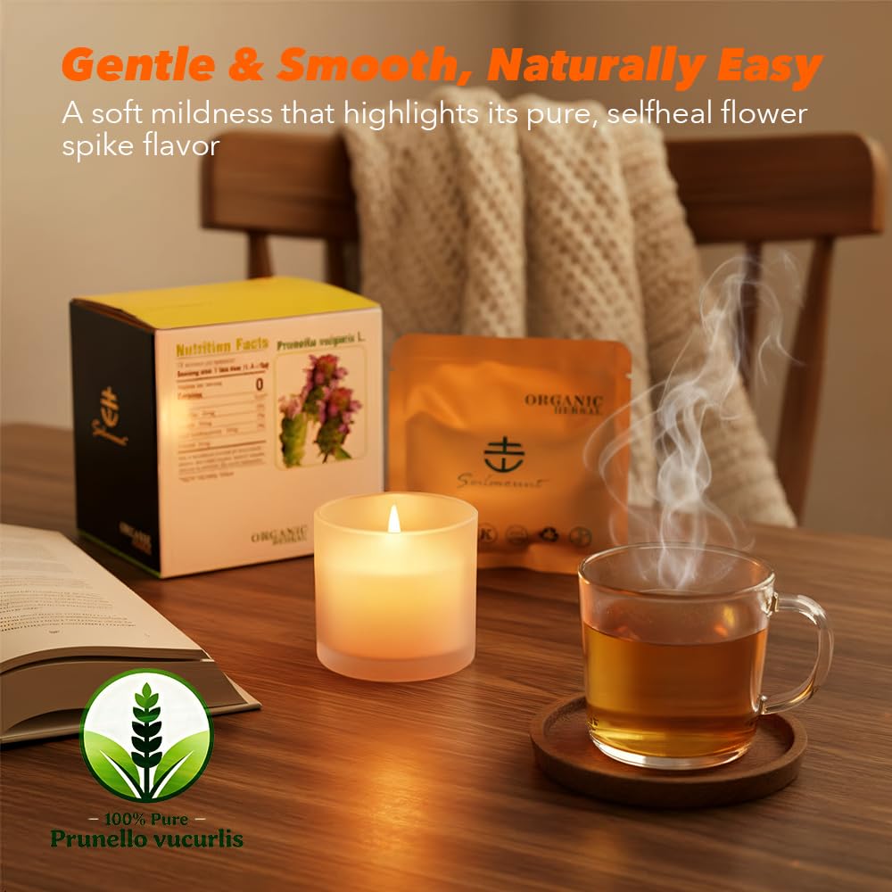 Soilmount - Self-Heal Tea - (Prunella vulgaris,xia ku cao,夏枯草) - Pure Herbal Tea - Natural, Organic, Non-GMO, Clean Ingredients, Caffeine Free (18 Tea Bags, Box 1)