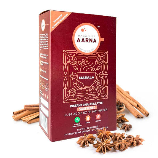 Bagan of Aarna Instant Masala Chai, Tea Powder Mix, Spiced Tea, All Natural Chai Tea, Authentic Chai Mix, Masala Spiced Chai Powder With Natural Flavour, Makes 10 Cups (Masala Sweetened)