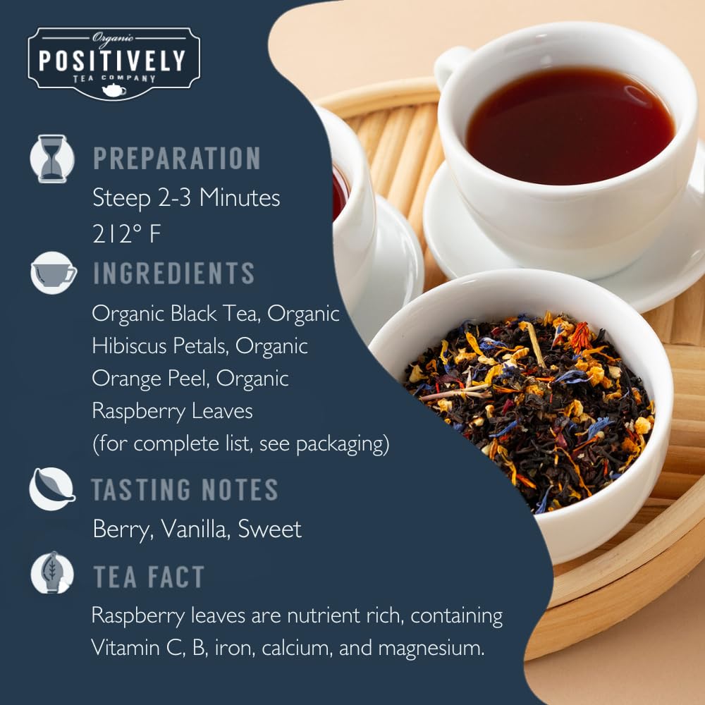 Organic Positively Tea Company Positively Tea, Organic Paradise Black Tea, Loose Leaf, 16 Ounce