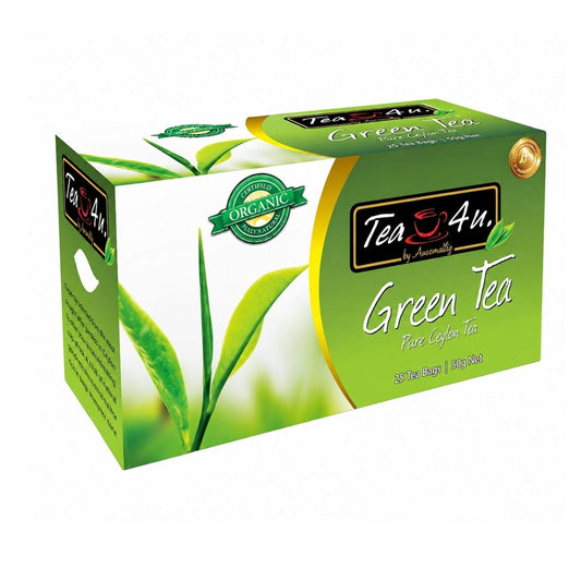 Tea4U Organic Ceylon Green Tea Bags - Handpicked Tea Leaves - 25 Count