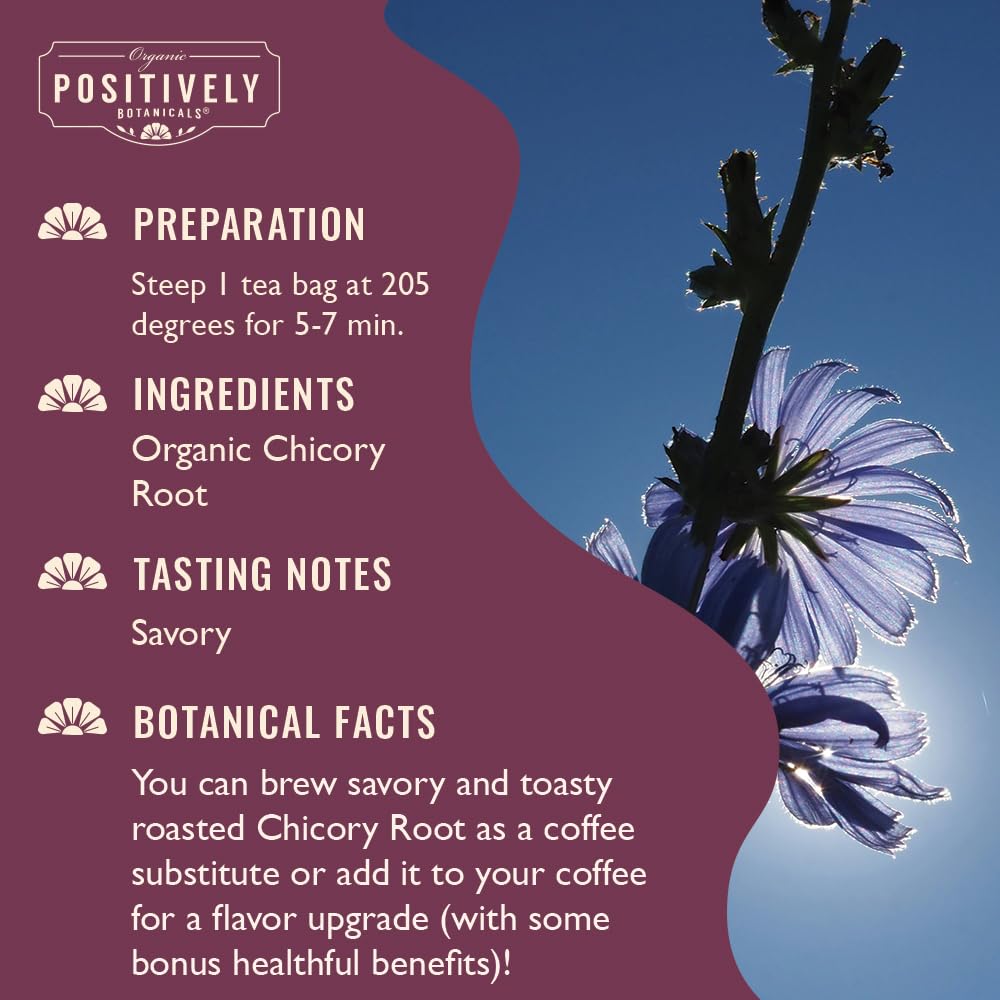 Positively Botanicals, Organic Chicory Root Herbal Tea Bags, 20 Count