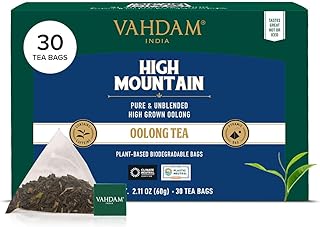 VAHDAM, High Mountain Oolong Tea Bags (30 Count) Non GMO, Gluten Free | High Grown Oolong Tea Leaves - Light & Floral | Resealable Ziplock Pouch